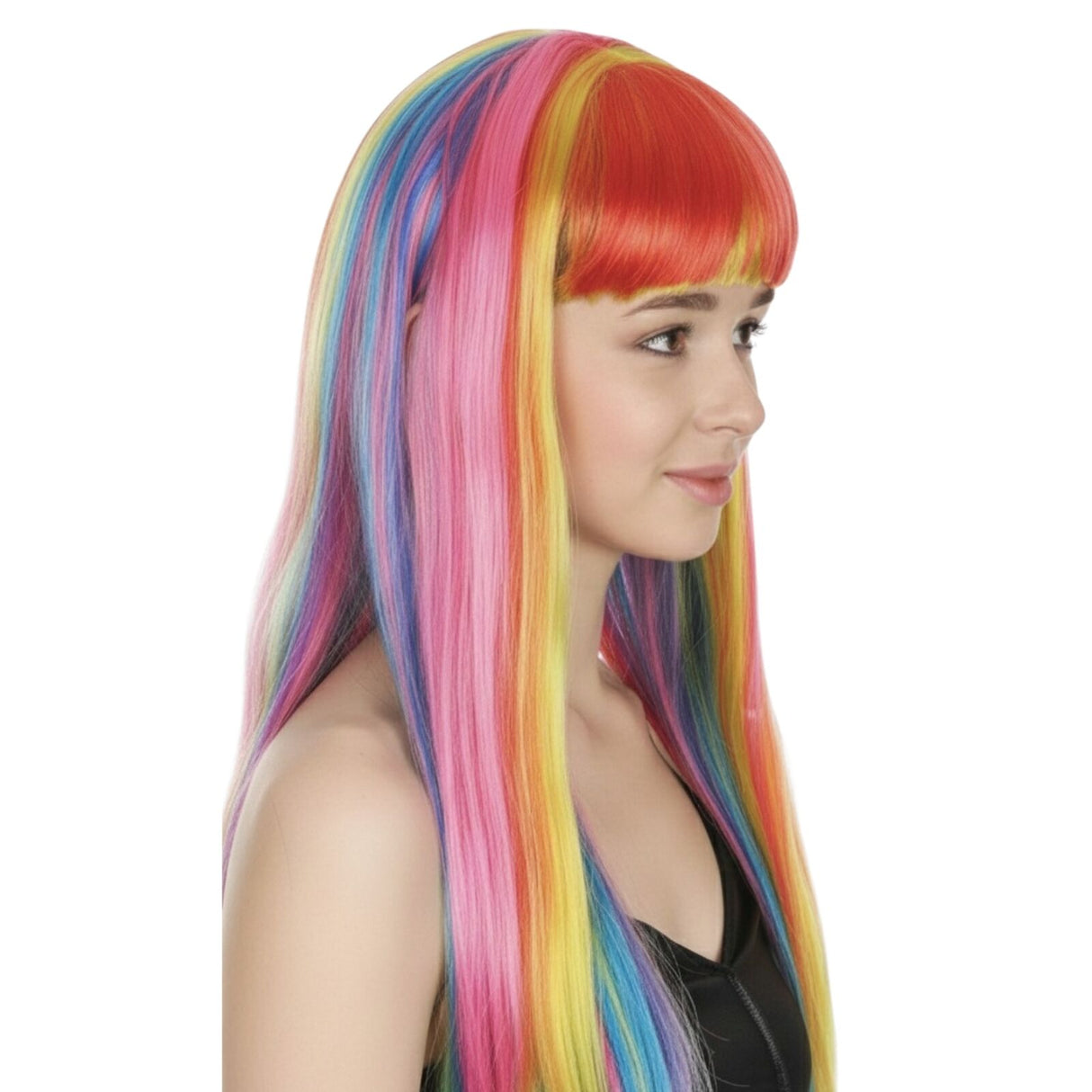 Rainbow Long Straight Wig w/ Fringe - Womens Cosplay Costume/Fancy Dress Party