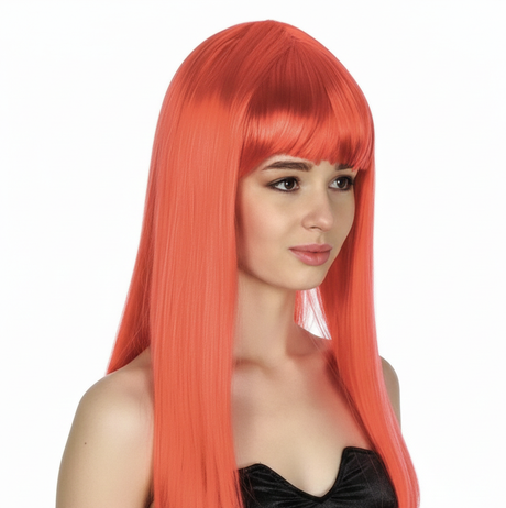 Red Long Straight Wig w/ Fringe - Womens Cosplay Costume/Fancy Dress Party