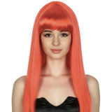 Red Long Straight Wig w/ Fringe - Womens Cosplay Costume/Fancy Dress Party