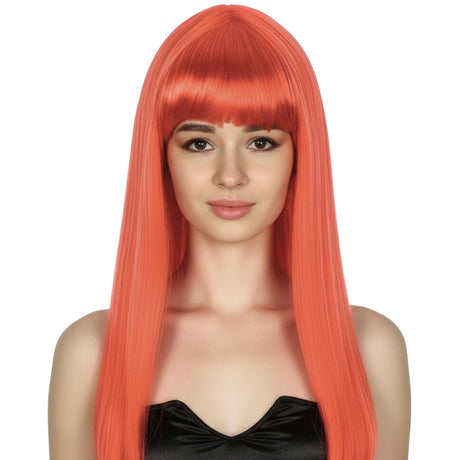 Red Long Straight Wig w/ Fringe - Womens Cosplay Costume/Fancy Dress Party