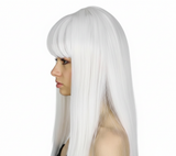 White Long Straight Wig w/ Fringe - Womens Cosplay Costume/Fancy Dress Party