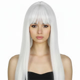 White Long Straight Wig w/ Fringe - Womens Cosplay Costume/Fancy Dress Party