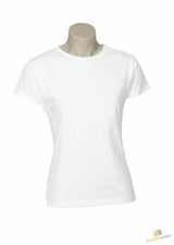 Womens Plain Ladies T SHIRT 100% COTTON Basic Tee Casual Top Size 6-24 T-Shirt - White - 22