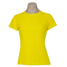 Womens Plain Yellow T-Shirt - 100% Cotton Casual Basic Top