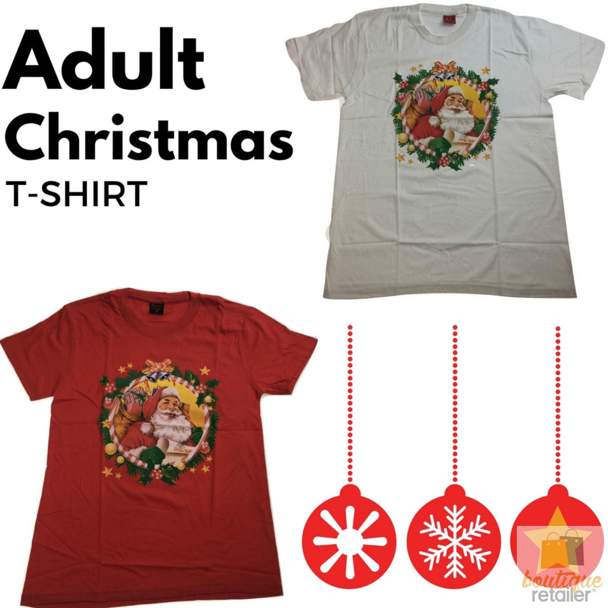 Adult Xmas CHRISTMAS T Shirt Merry Tee Top Santa S-XXL Mens Womens 100% COTTON - Red