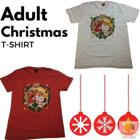 Adult Xmas CHRISTMAS T Shirt Merry Tee Top Santa S-XXL Mens Womens 100% COTTON - Red