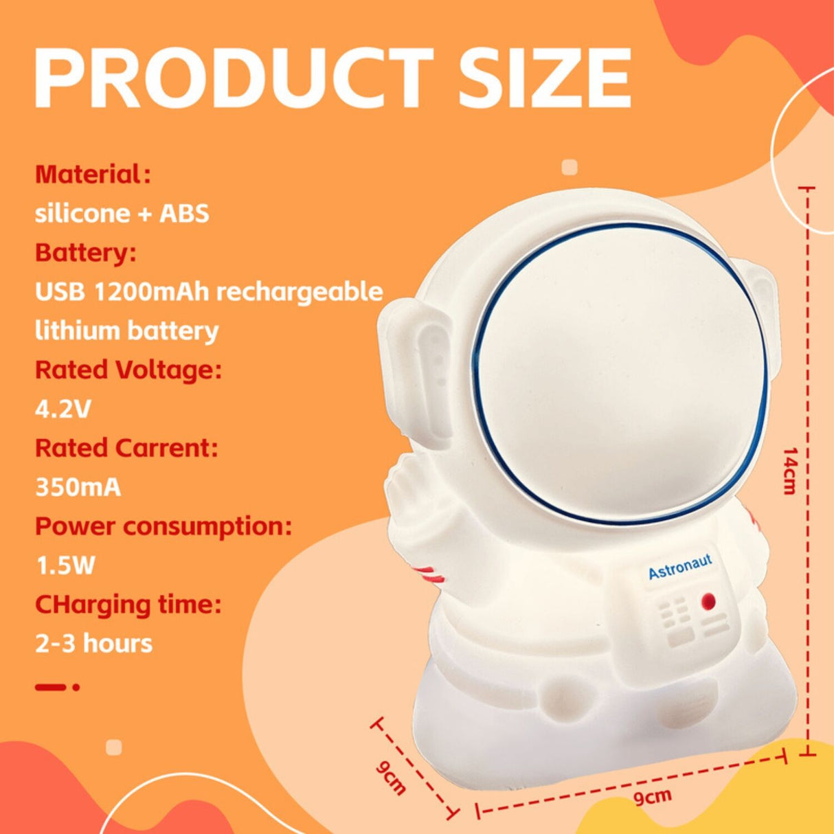 Brillar Astronaut Kids Night Light (Cute Squishy Colour Changing)