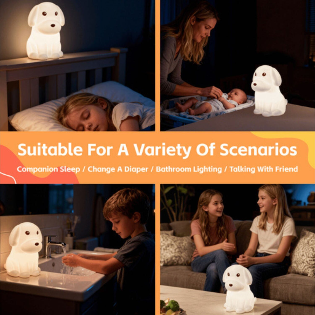 Brillar Squishy Dog Kids Night Light (Cute Squishy Colour Changing)