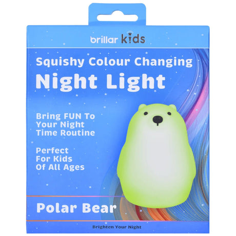 Brillar Polar Bear Kids Night Light (Cute Squishy Colour Changing)