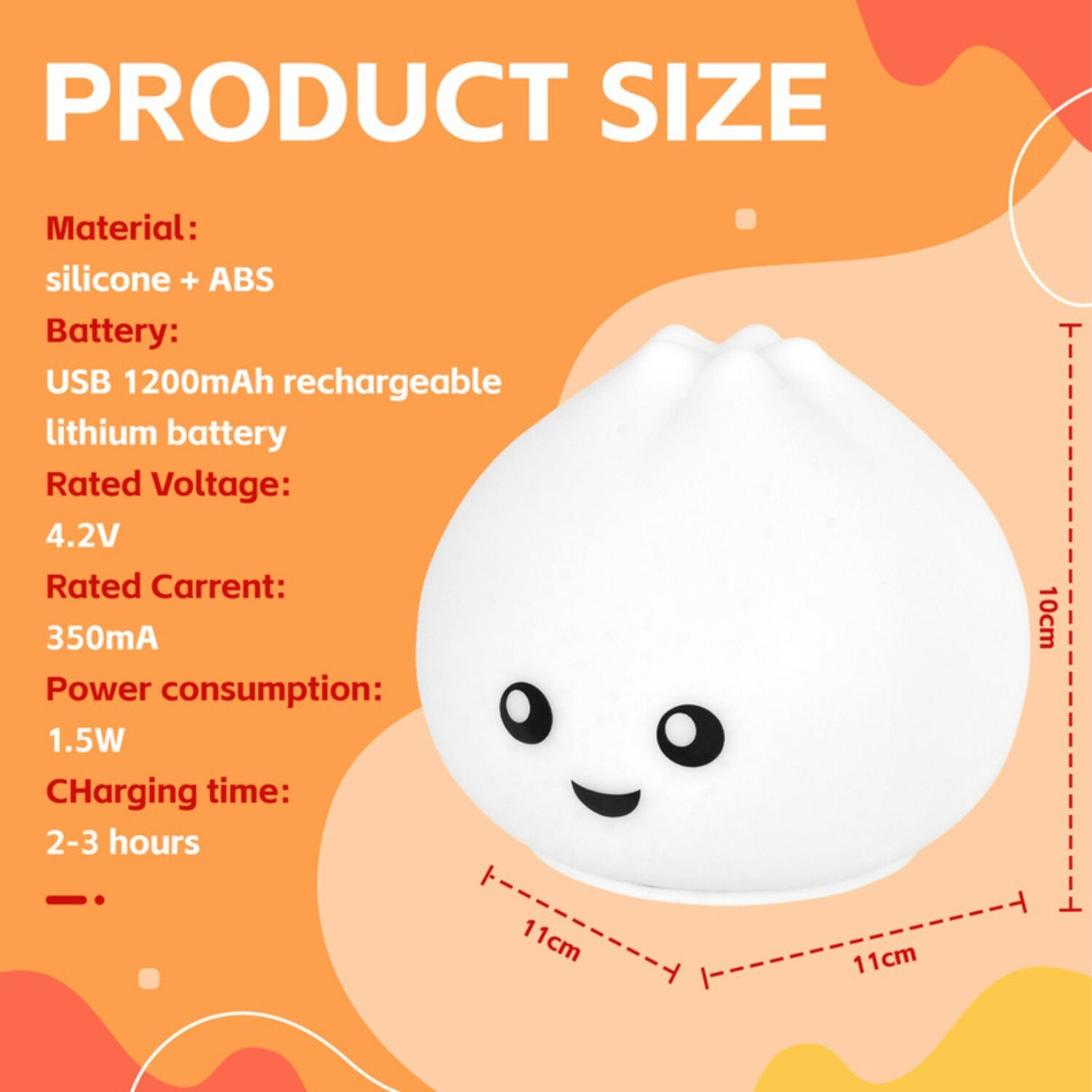 Cute Squishy Colour Changing Night Light for Kids - Dumpling