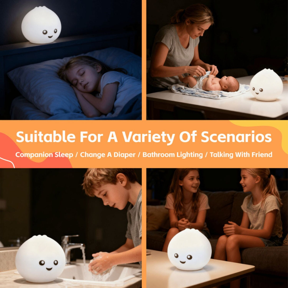 Cute Squishy Colour Changing Night Light for Kids - Dumpling