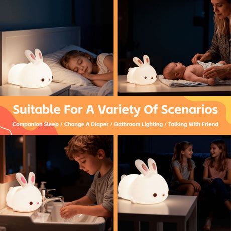 Brillar Bunny Rabbit Kids Night Light (Cute Squishy Colour Changing)