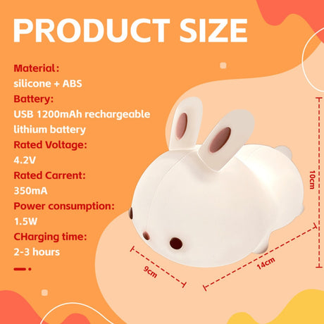 Brillar Bunny Rabbit Kids Night Light (Cute Squishy Colour Changing)