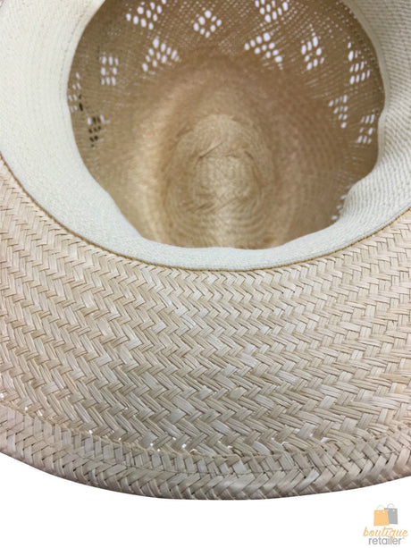 Natural STRAW PANAMA HAT FEDORA Summer Trilby Sun Brim BR107