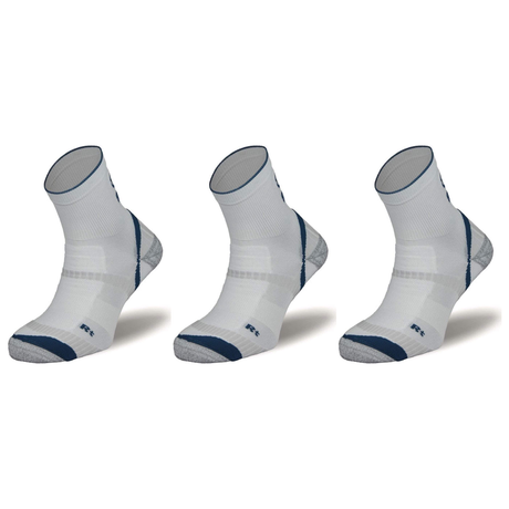 3x BRBL Atlas Mens Hiking/Trekking Crew Socks Pack - White/Blue - Made in Italy (Outdoor Trail Socks)