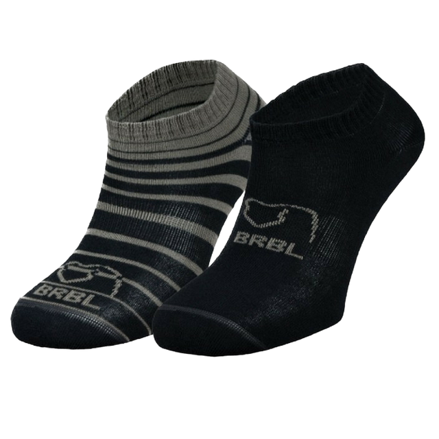 2pk BRBL Baloo Ankle Socks Low Cut MADE IN ITALY  - Dark Grey/Mid Grey - L
