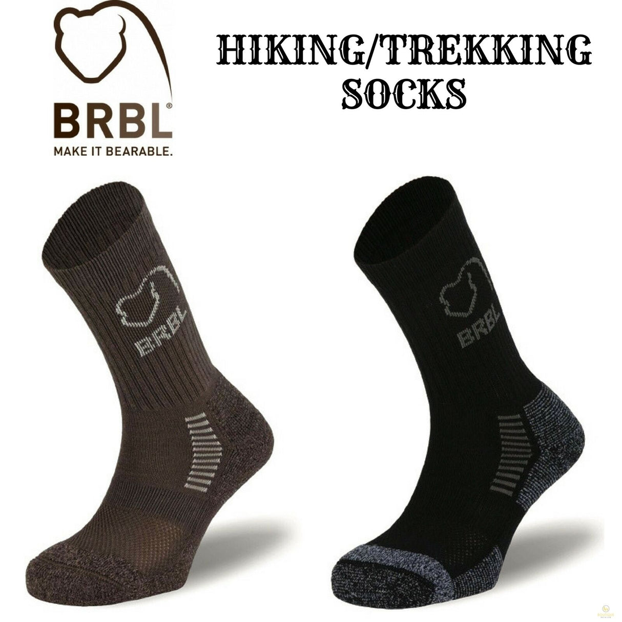 BRBL Bjorn Mens Hiking Trekking Socks - Sage (Cotton Blend Outdoor Adventure Socks)