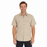 Bisley Mens Cotton Blend Short Sleeve Shirt - Beige - Small (Casual Business Top)