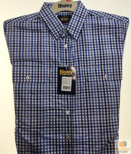 BISLEY SHORT SLEEVE SHIRT Everyday Casual Business Work Cotton Blend Check - BS2720_CORB (ORB) - L