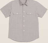 Bisley Mens Short Sleeve Check Shirt Checkered Cotton Blend Casual Business Work - Burgundy