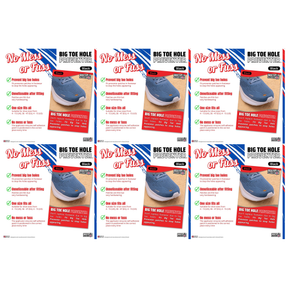 6x Brit Patch Trainer Armour Big Toe Shoe Hole Preventer Patches Bulk Pack - Black (Made in Britain)
