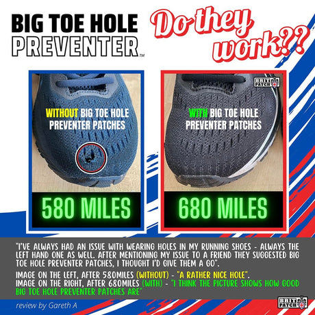 Brit Patch Trainer Armour Big Toe Shoe Hole Preventer Patches in White (Made in Britain)