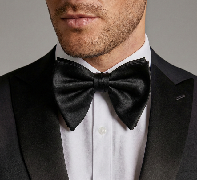 Formalaties Luxury Jumbo Butterfly Satin Bow Tie - Black (Oversized)