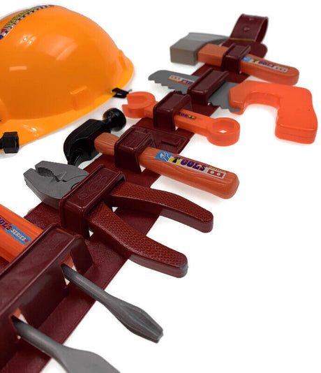 11pcs Kids Tradie Builder Set - Construction Helmet & Tools Kit (Book Week Costume & Halloween Fancy Dress)