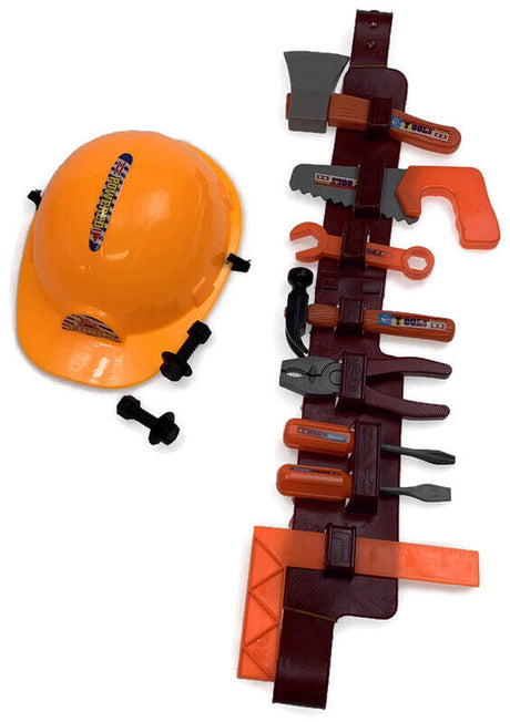 11pcs Kids Tradie Builder Set - Construction Helmet & Tools Kit (Book Week Costume & Halloween Fancy Dress)