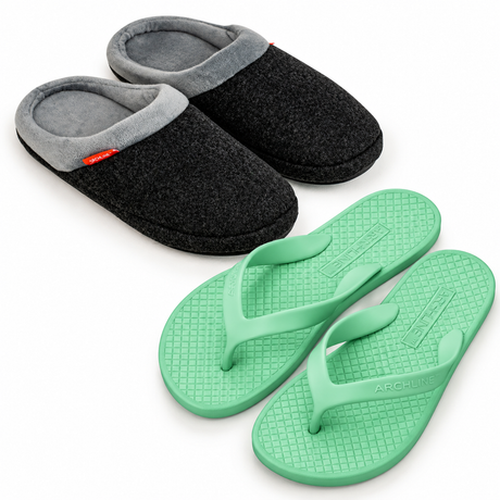 Archline Orthotic Slippers + Flip Flops Set - Indoor & Outdoor Summer Pair (Arch Support)