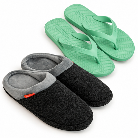 Archline Orthotic Slippers + Flip Flops Set - Indoor & Outdoor Summer Pair (Arch Support)