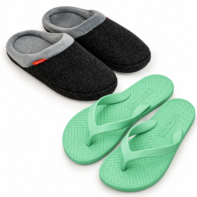 Archline Orthotic Slippers + Flip Flops Set - Indoor & Outdoor Summer Pair (Arch Support)