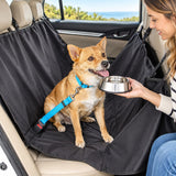 Dog Car Travel Set - Waterproof Back Seat Cover, Dog Seat Belt & Stainless Steel Travel Bowl