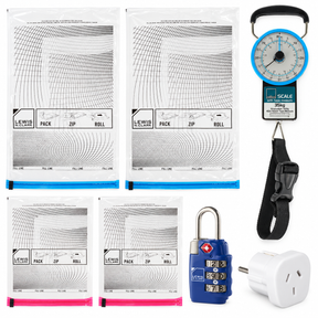 Lewis N. Clark Europe Travel Essentials Set - Compression Bags, TSA Lock, Luggage Scale & Adapter