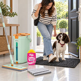 Home Floor Cleaning Set - Flat Mop & Bucket, Microfiber Mop, Pink Stuff Floor Cleaner & Doormat