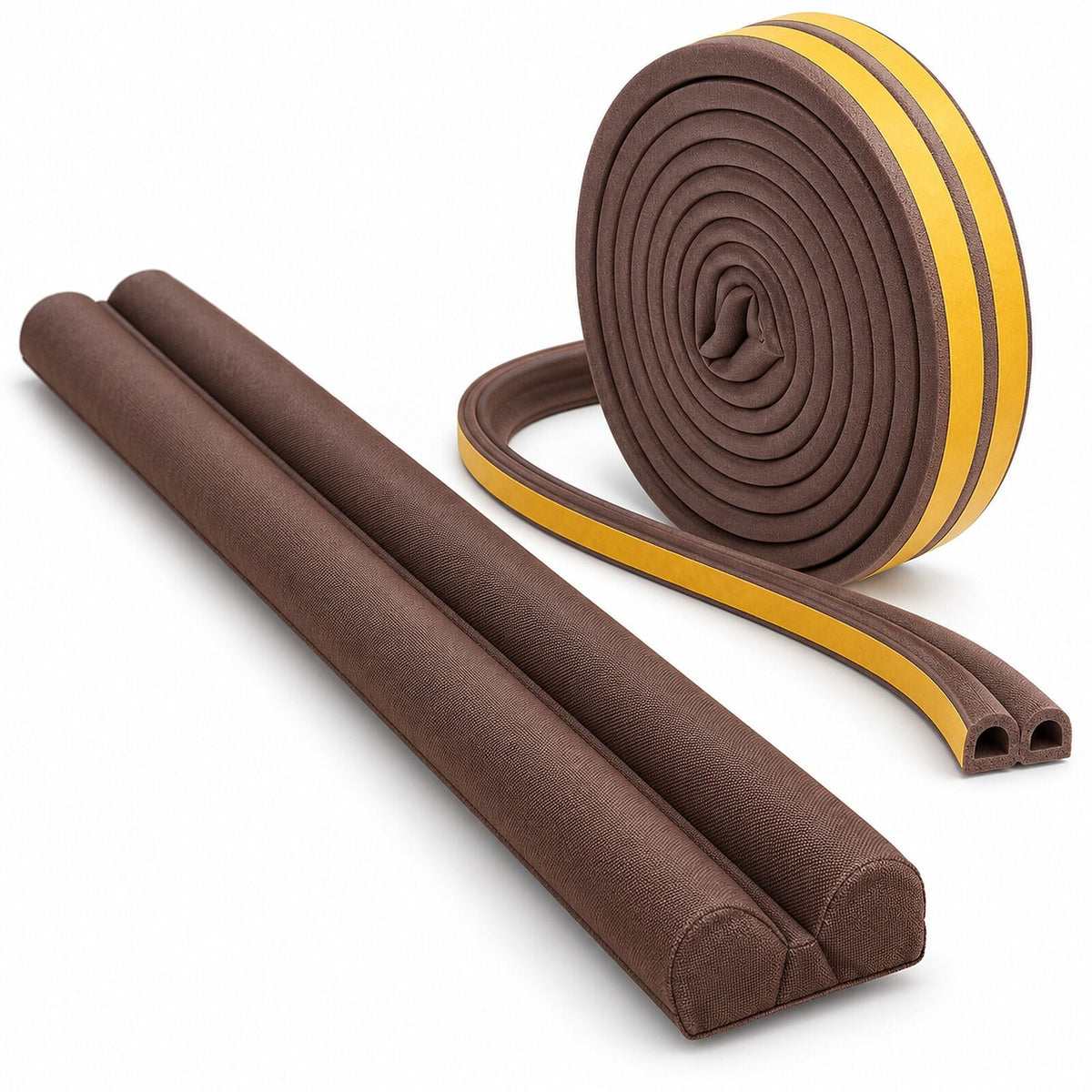 Door & Window Gap Sealing Kit - Twin Draft Stopper & 6m Self Adhesive Weather Strip