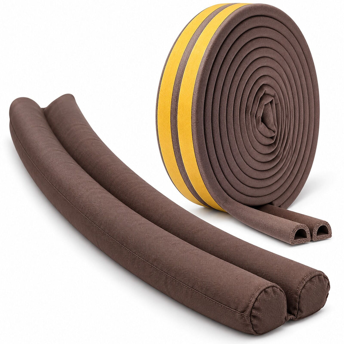 Door & Window Gap Sealing Kit - Twin Draft Stopper & 6m Self Adhesive Weather Strip