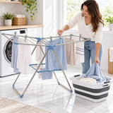 Home Laundry Day Set - 2 Tier Stainless Drying Rack, 40L Collapsible Basket & Steel Pegs