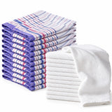 Host Linen Restock Kit - 12 Cotton Tea Towels & 10 White Cotton Hand Towels