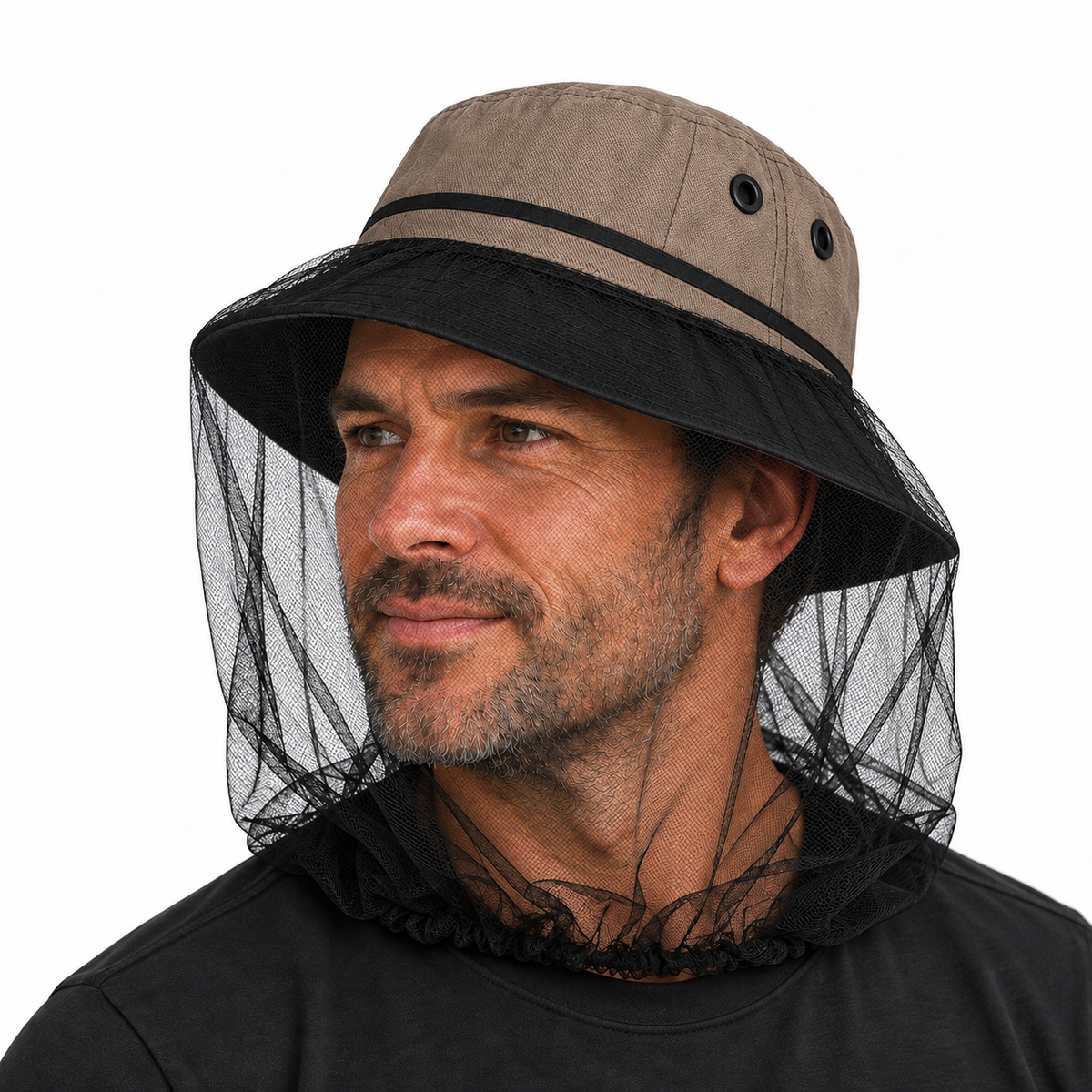 Mosquito Head Net & Hat Set - Mozzie Net + Cotton Bucket Hat (Australian Fishing & Camping)