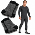 Mens Winter Warmth Set - Merino Wool Blend Thermal Top & Long Johns + 3 Pairs Thermal Heated Socks Bundle