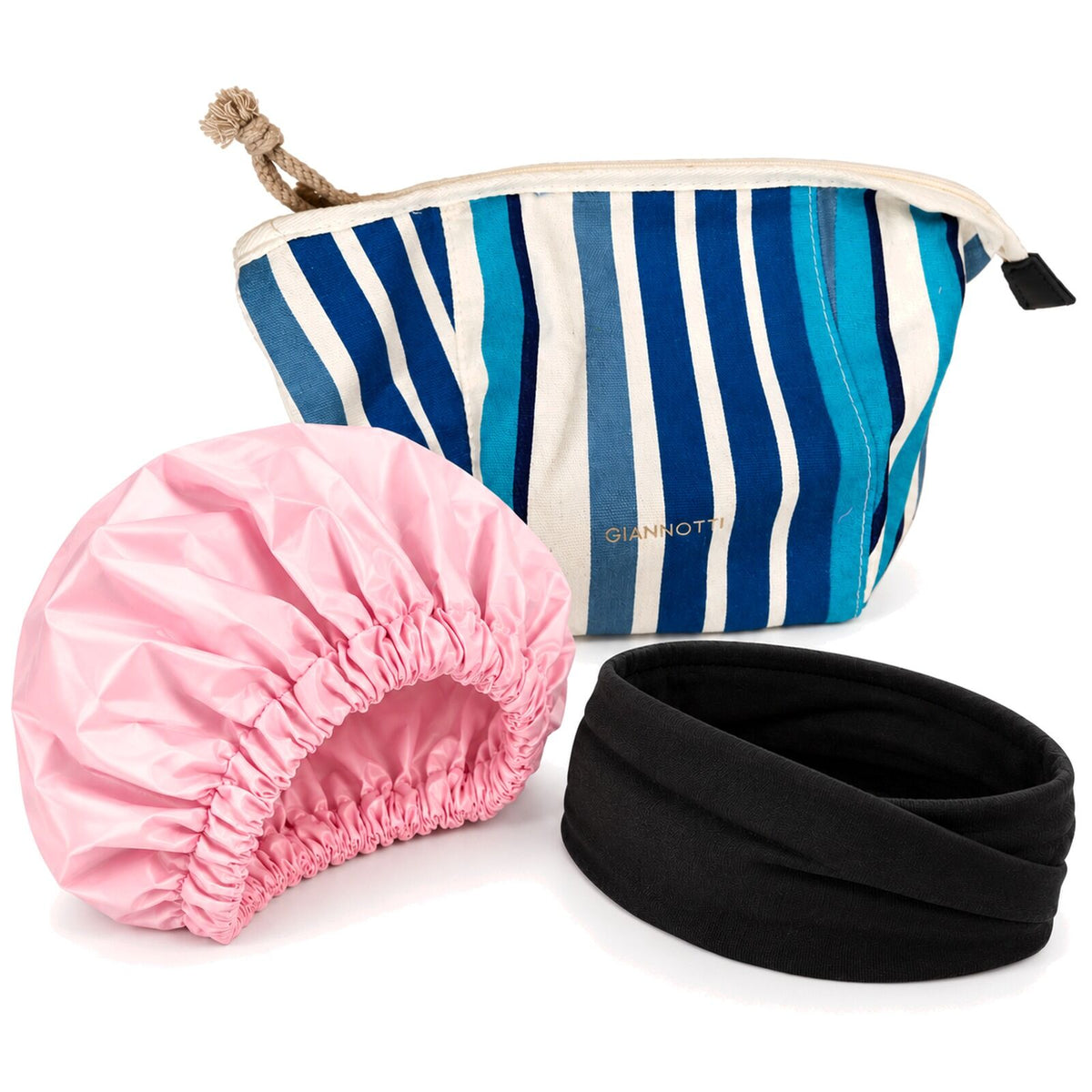 Womens Pamper Pack Gift Set - Giannotti Bronte Blueberry Toiletry Bag, Shower Cap & Spa Headband