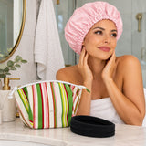Womens Pamper Pack Gift Set - Giannotti Bronte Watermelon Toiletry Bag, Shower Cap & Spa Headband