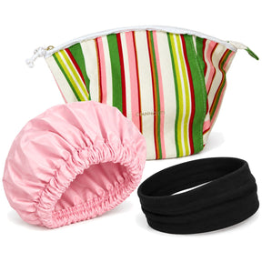 Womens Pamper Pack Gift Set - Giannotti Bronte Watermelon Toiletry Bag, Shower Cap & Spa Headband