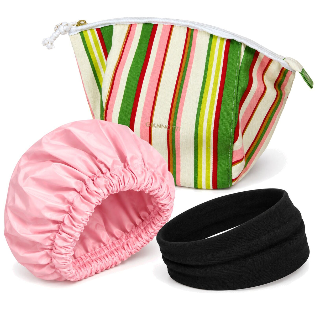 Womens Pamper Pack Gift Set - Giannotti Bronte Watermelon Toiletry Bag, Shower Cap & Spa Headband