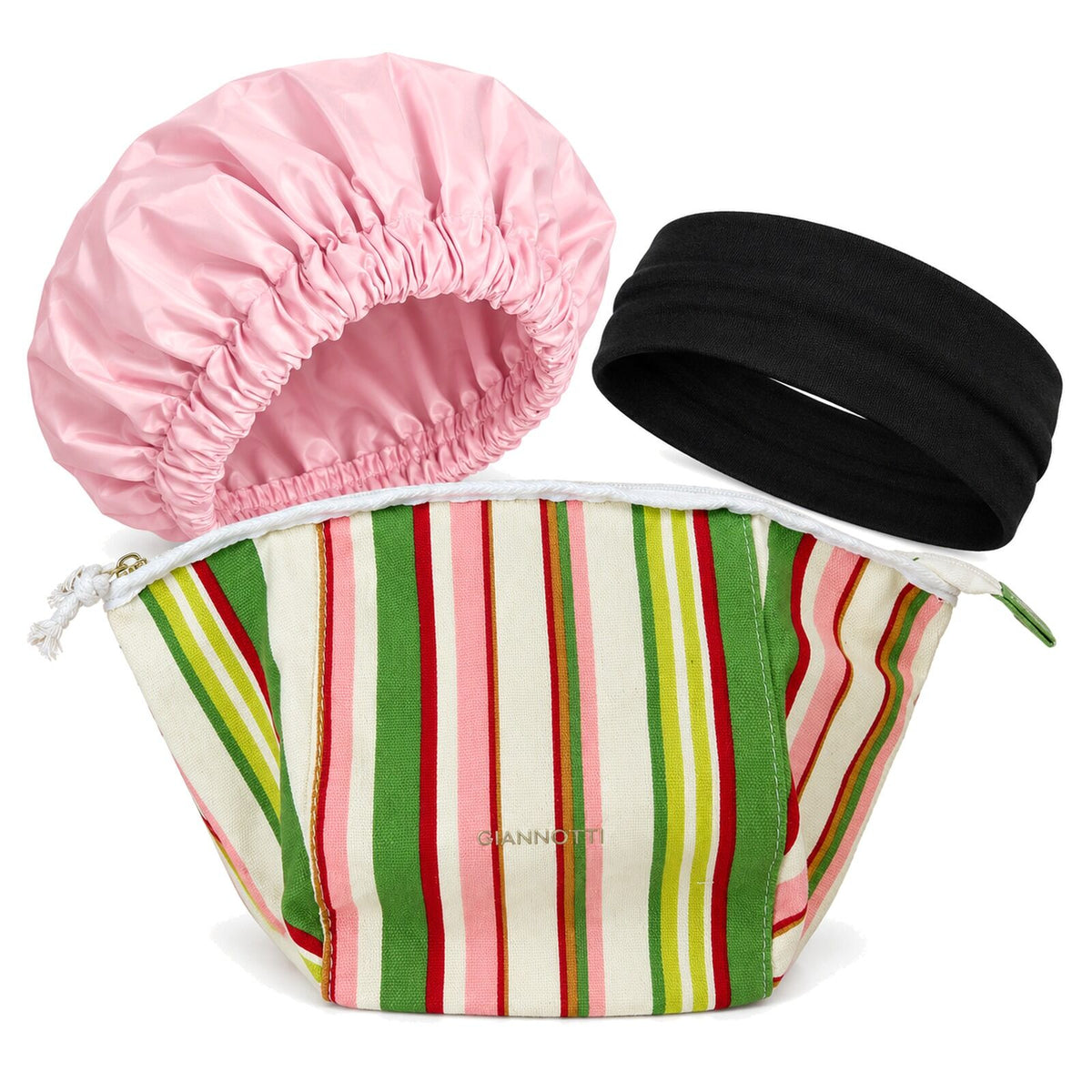 Womens Pamper Pack Gift Set - Giannotti Bronte Watermelon Toiletry Bag, Shower Cap & Spa Headband