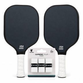Pickleball Doubles Starter Kit - 2 Graphite Carbon Fibre Paddles & 3 Pack Tretorn Grips