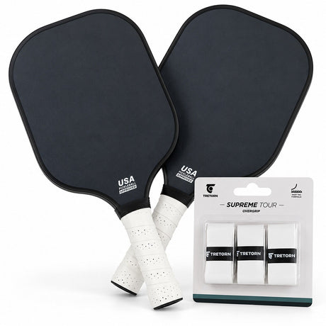 Pickleball Doubles Starter Set - 2 Graphite Carbon Fibre Paddles & 3 Pack Tretorn Grips