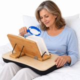 Reading in Bed Gift Set - Adjustable Bamboo Book Stand, Lap Tray & LED Magnifying Glass