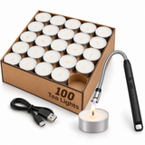 Tealight Candle Starter Pack - 100x 9 Hour Tealight Candles + Rechargeable Electric Pulse Lighter Set